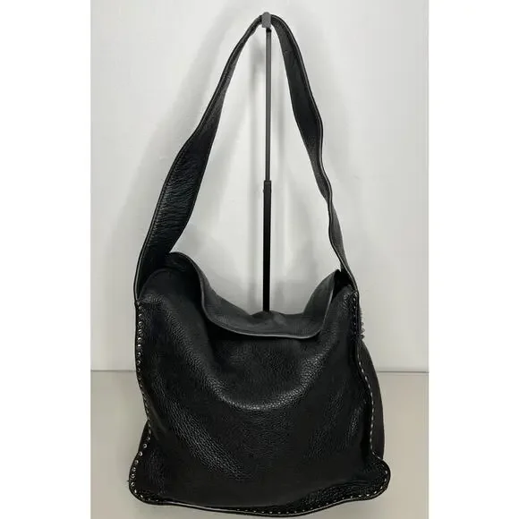 Michael Kors Handbag Astor Studded Black Leather Shoulder Bag Slouchy - Picture 2 of 16